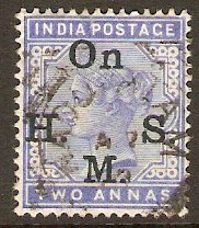 India 1883 2a Blue - Official Stamp. SGO43.